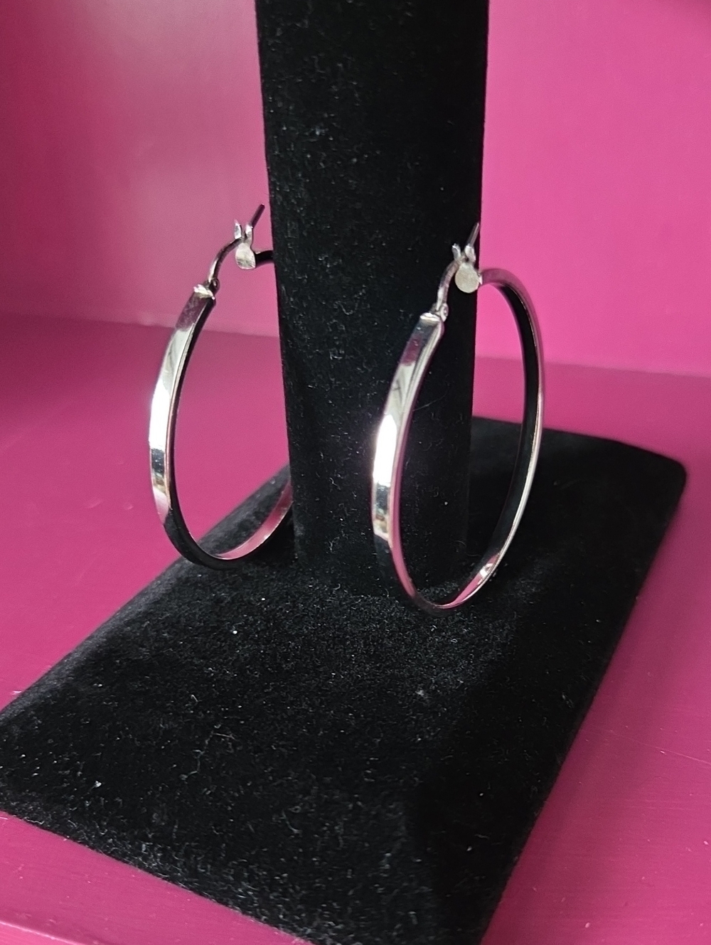Vintage 90s Dyadema Italian Sterling Silver Hoop Earrings 1.75"
